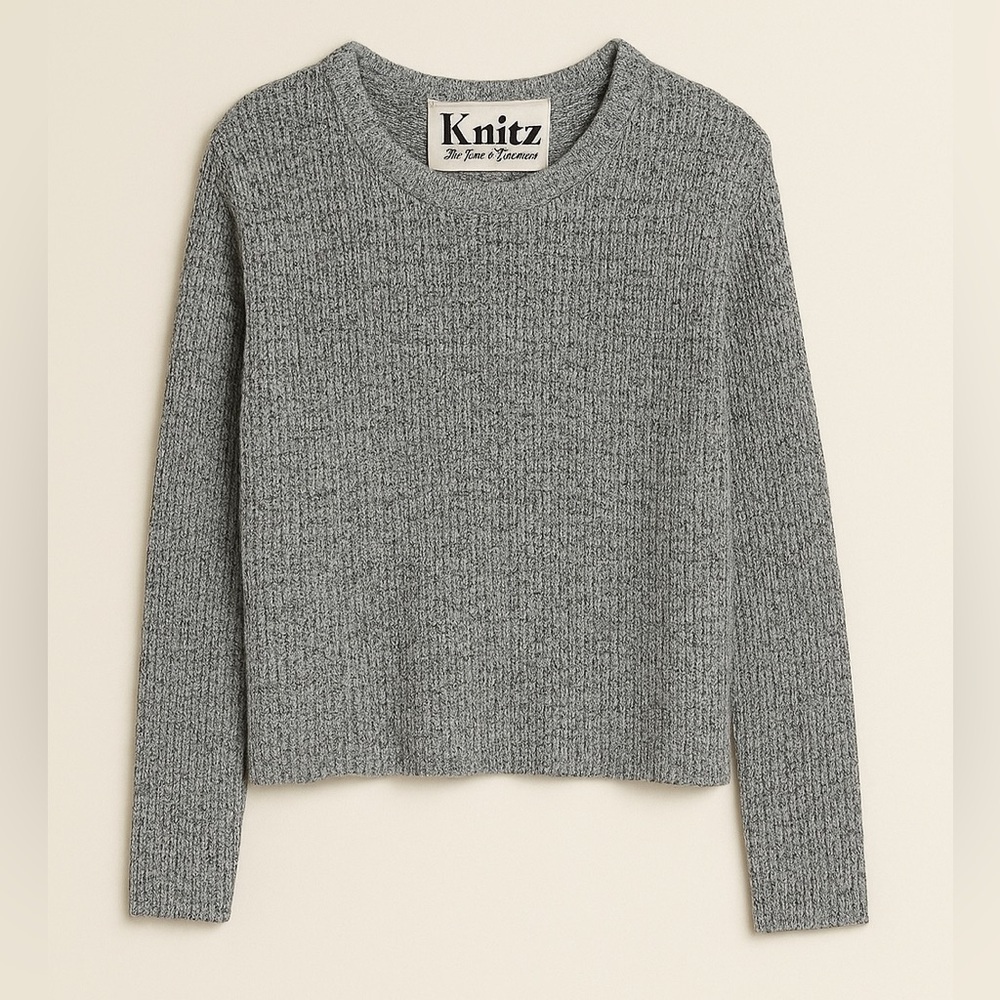 For Love and Lemons Knitz Waffle Knit Grey Crewneck Sweater Size XS